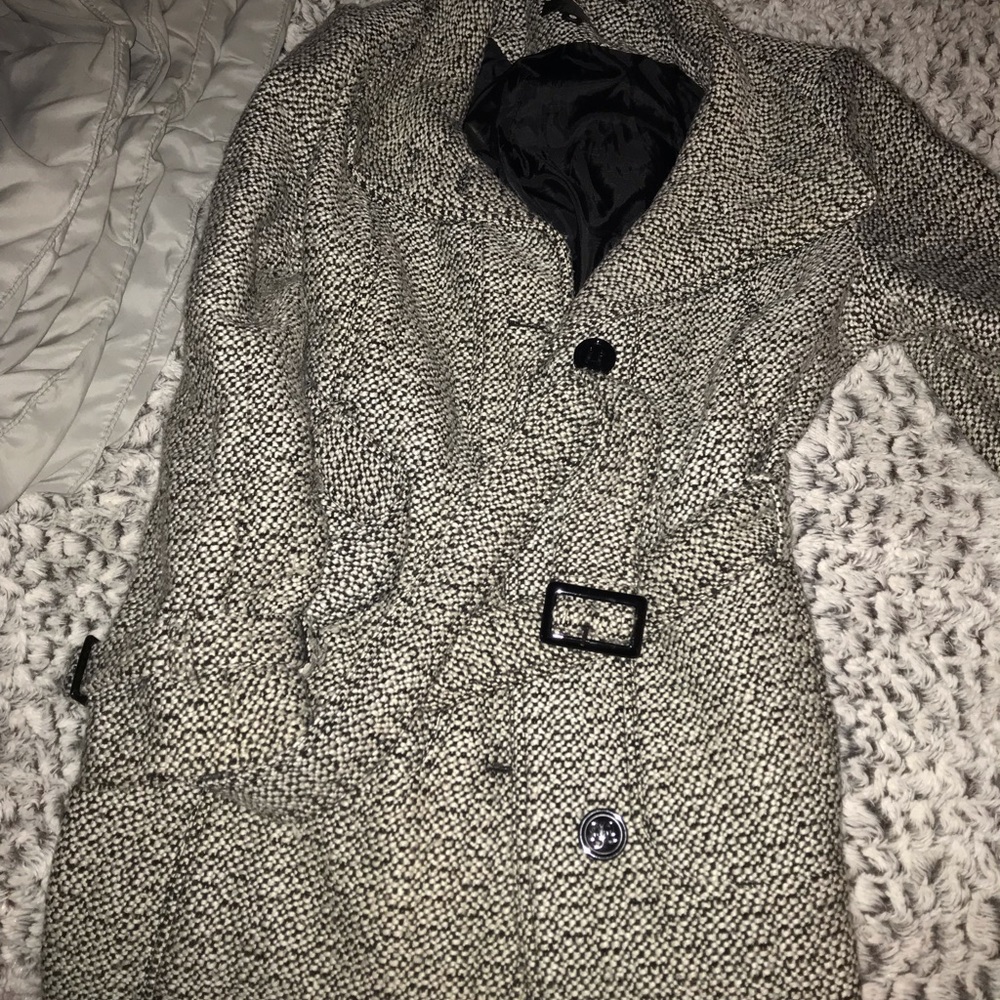 Black and white peacoat